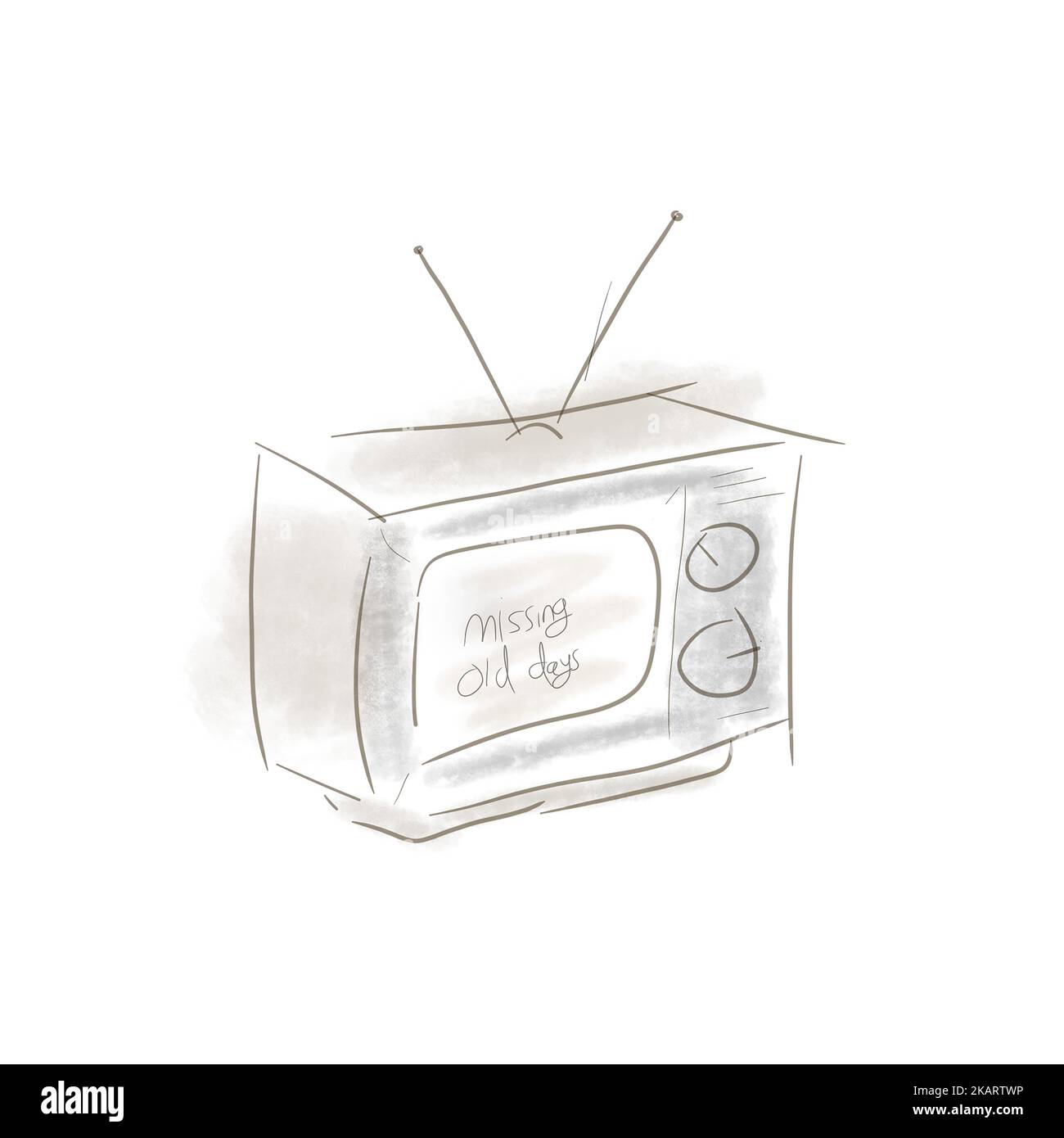 Eine klassische TV-Illustration auf weißem Hintergrund Stockfoto