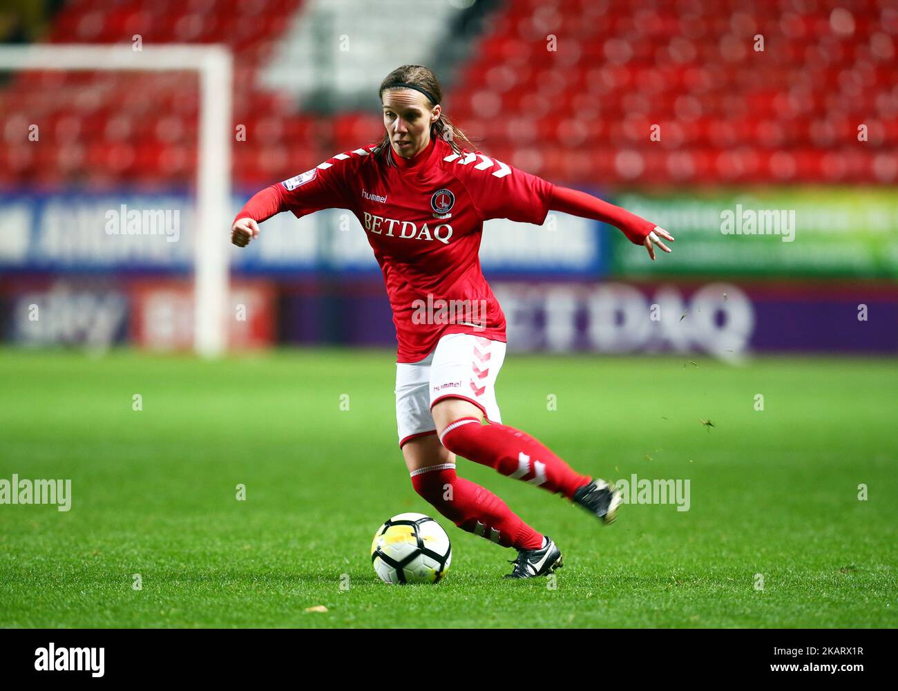 Charlotte Gurr von Charlton Athletic Womenduring FA Women's Premier League Southern Division Spiel zwischen Charlton Athletic Women und West Ham United Ladies am 11. Oktober 2017 im Valley Stadium in London, Großbritannien. (Foto von Kieran Galvin/NurPhoto) Stockfoto