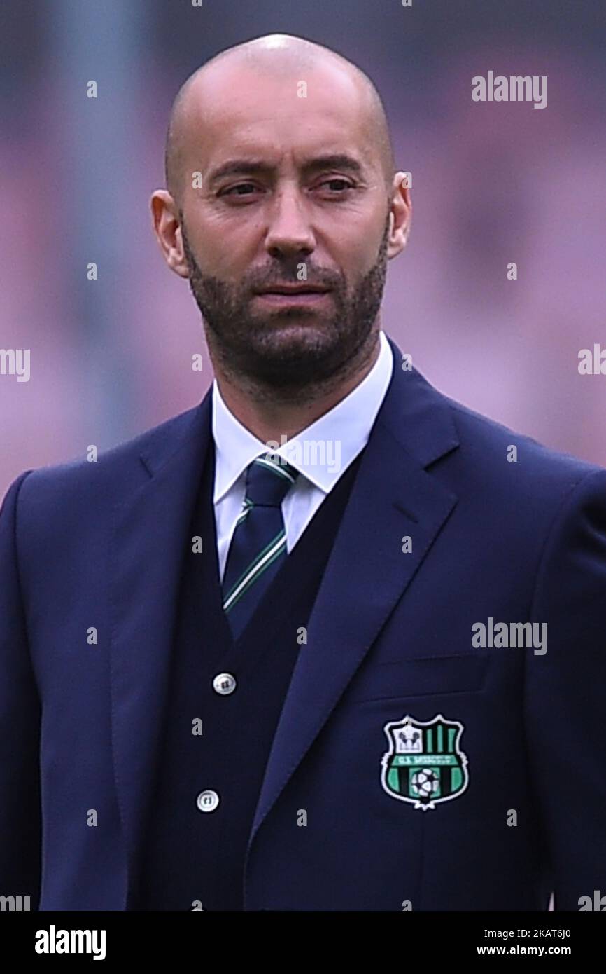 Cheftrainer von US Sassuolo Calcio Cristian Bucchi während des Tim-Spiels der Serie A zwischen SSC Napoli und US Sassuolo am 29. Oktober 2017 im Stadio San Paolo in Neapel, Italien. (Foto Franco Romano/NurPhoto) Stockfoto