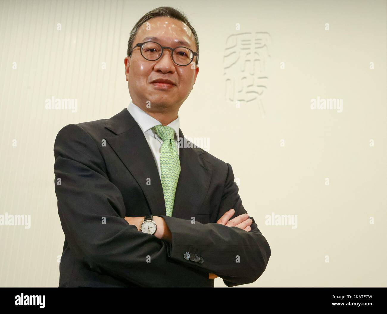 Justizminister Paul Lam Ting-kwok spricht mit den Medien auf dem Justice Place in Central. 27OCT22. SCMP/May Tse Stockfoto