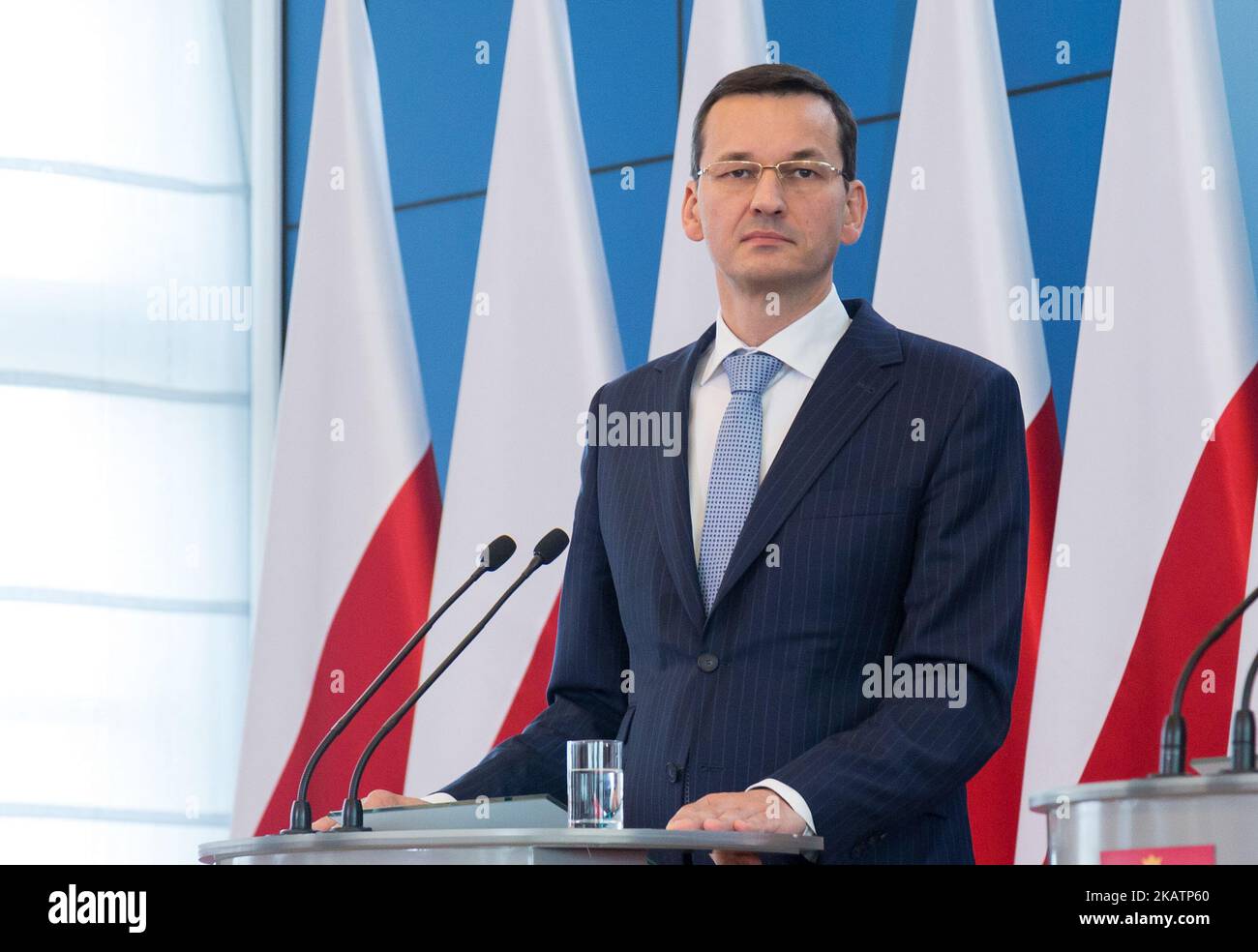 Mateusz Morawiecki, polnischer Minister für wirtschaftliche Entwicklung und Finanzminister, am 29. September 2016 in Warschau, Polen (Foto: Mateusz Wlodarczyk/NurPhoto) Stockfoto