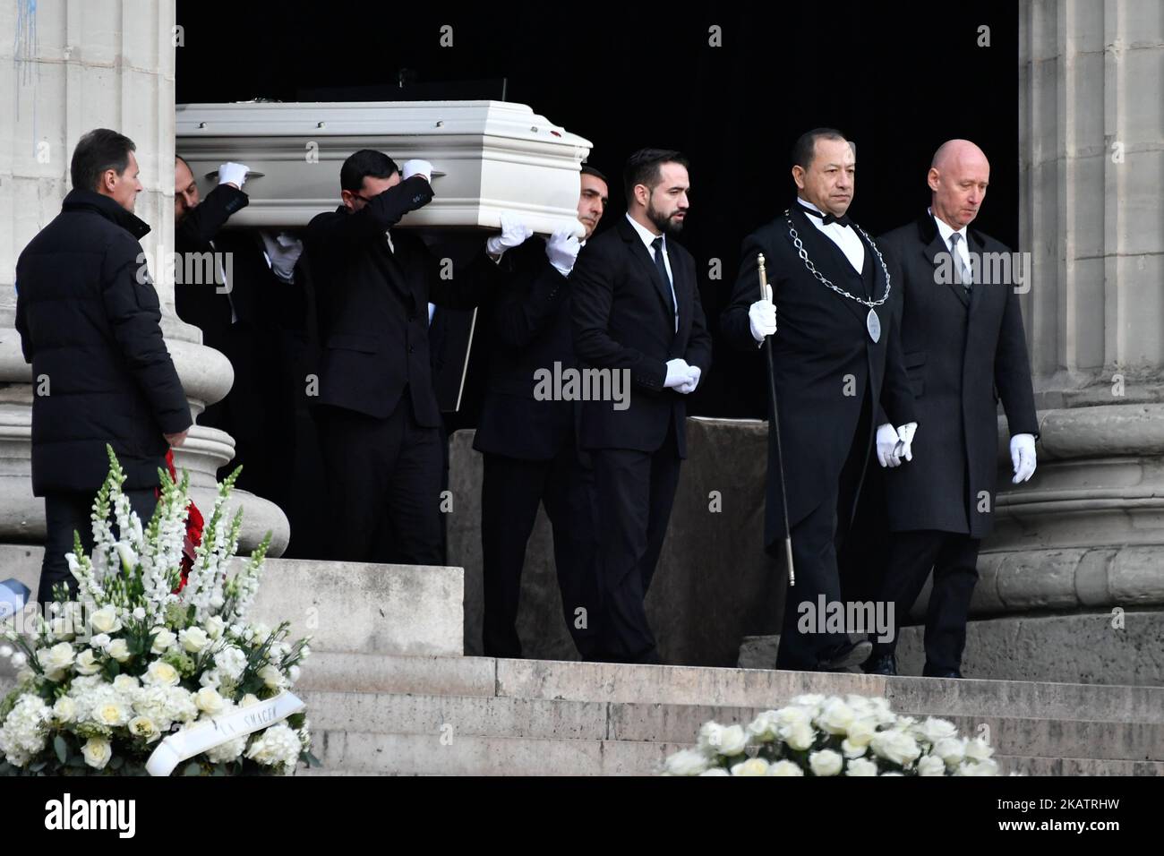 In den Straßen von Paris wurde nach seinem Tod am 6. Dezember 2017 eine beliebte Hommage an den französischen Rock 'n Roll-Superstar Johnny Hallyday gehalten. (Foto von Julien Mattia/NurPhoto) Stockfoto