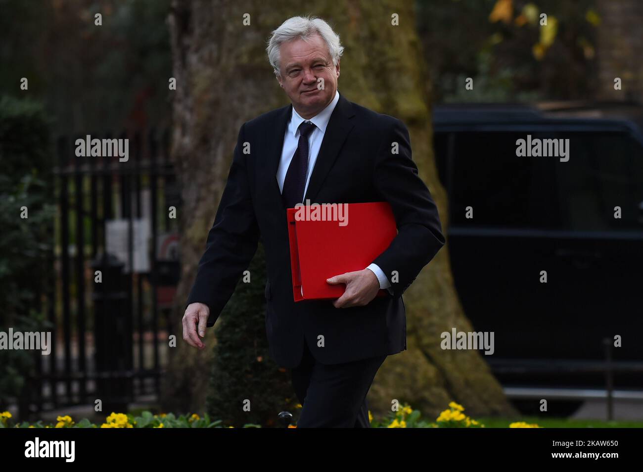 Brexit-Minister David Davis trifft am 16. Januar 2018 in London, England, in der Downing Street 10 ein, um dort das wöchentliche Kabinettstreffen zu abhalten. (Foto von Alberto Pezzali/NurPhoto) Stockfoto