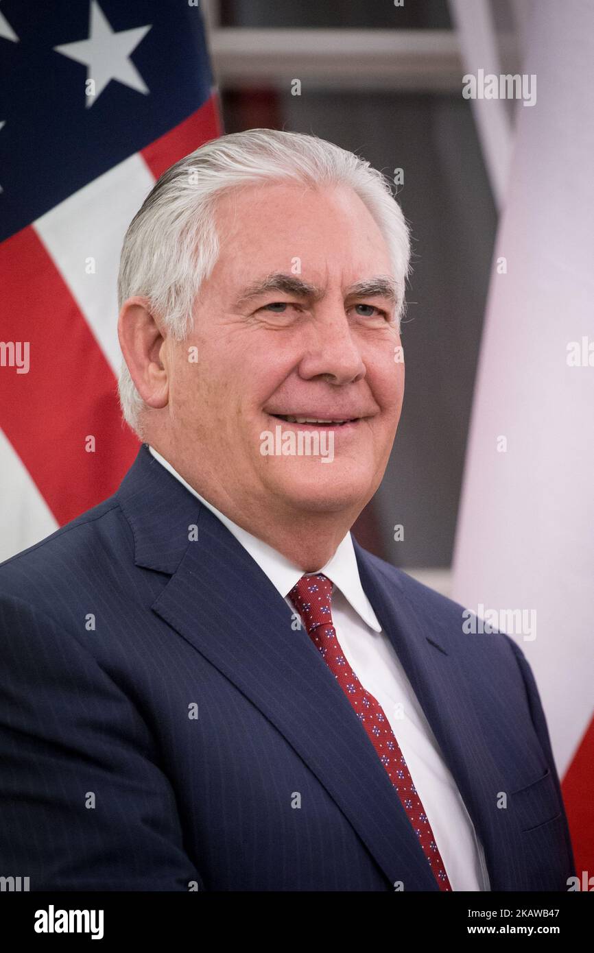 US-Außenminister Rex Tillerson am 26. Januar 2018 in Warschau (Foto: Mateusz Wlodarczyk/NurPhoto) Stockfoto