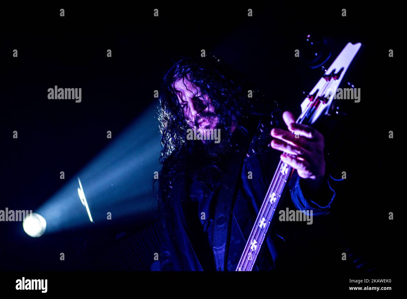 Sharlee D'Angelo der schwedischen Melodic Death Metal Band Arch Enemy tritt am 17. Januar 2018 live im Alcatraz in Mailand auf. (Foto von Mairo Cinquetti/NurPhoto) Stockfoto