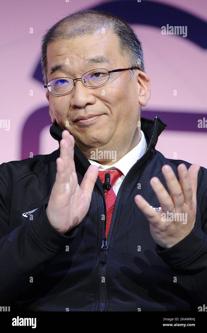Shin Miyakawa, NTT Comunications, während der vierten Konferenz der industriellen Revolution, am 27. Februar 2018 in Barcelona, Spanien, beim Mobile World Congress Day 2. (Foto von Joan Cros/NurPhoto) Stockfoto