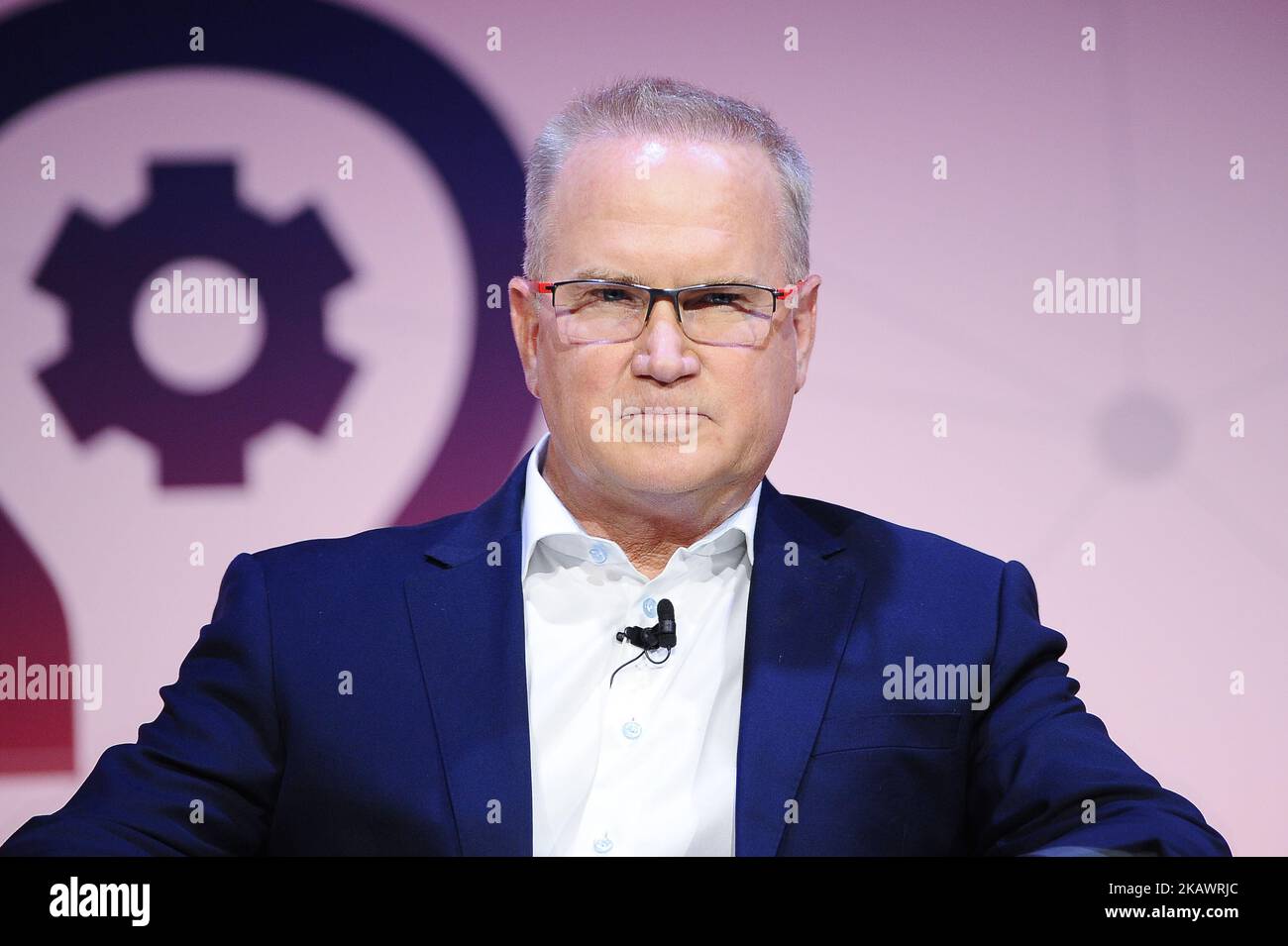 Chuck Myers, CEO Airgain, während der vierten Konferenz der industriellen Revolution auf dem Mobile World Congress Day 2 am 27. Februar 2018 in Barcelona, Spanien. (Foto von Joan Cros/NurPhoto) Stockfoto