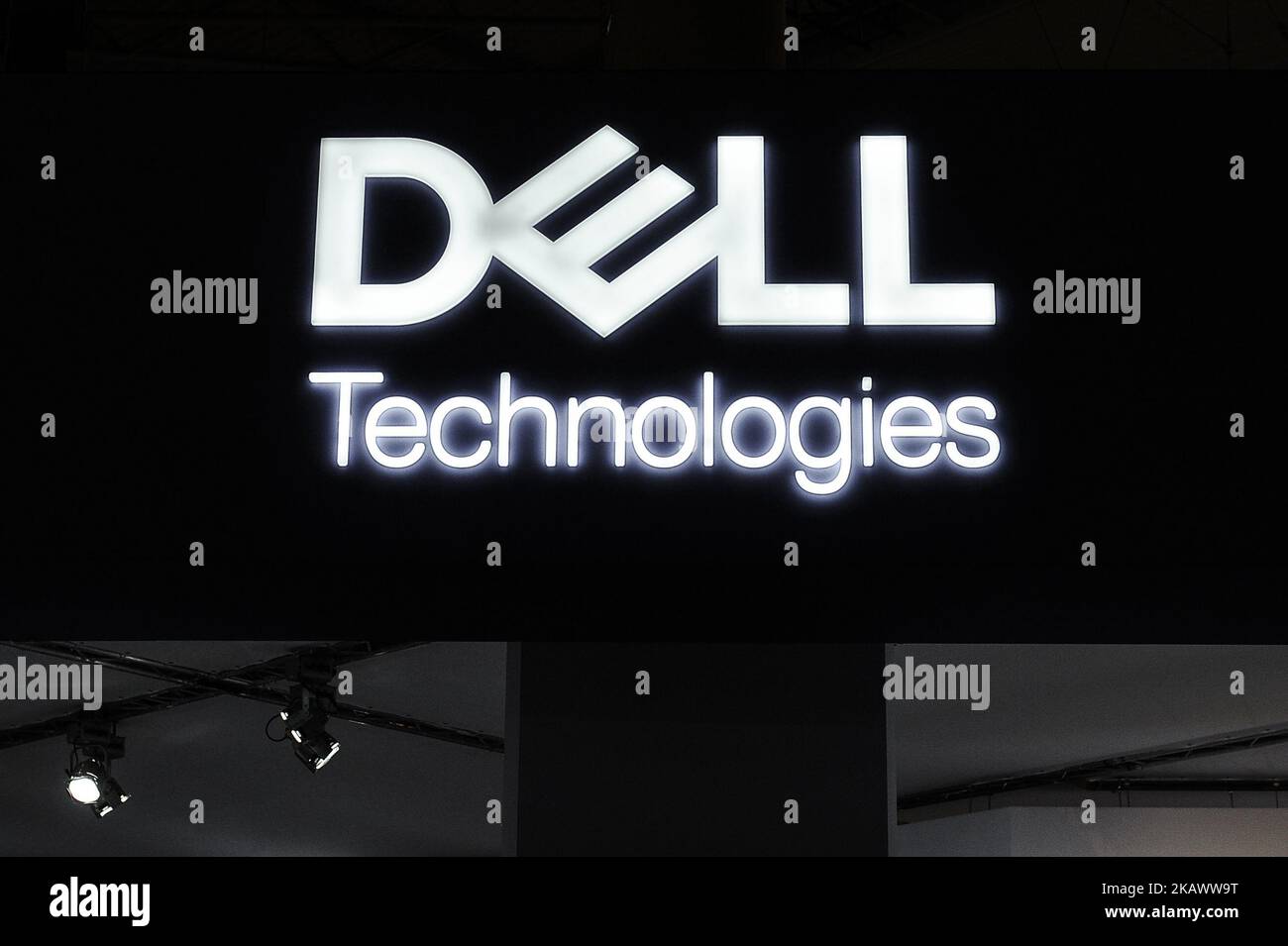 Dell Logo während des Mobile World Congress Day 4 am 1. März 2018 in Barcelona, Spanien. (Foto von Joan Cros/NurPhoto) Stockfoto