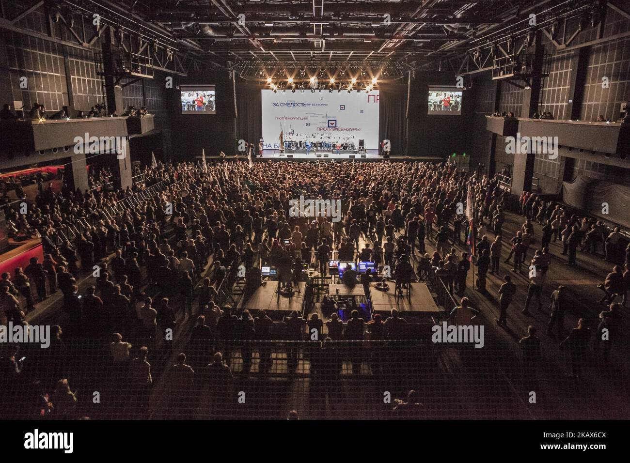 Letzte Kundgebung vor dem Wahltag zur Unterstützung der Präsidentschaftskandidatin der Partei der Bürgerinitiative, Ksenia Sobtschak, für die russischen Wahlen 2018 am Sonntag, den 18. März in Moskau, Russland, am Donnerstag, den 15. März 2018. (Foto von Celestino Arce/NurPhoto) Stockfoto