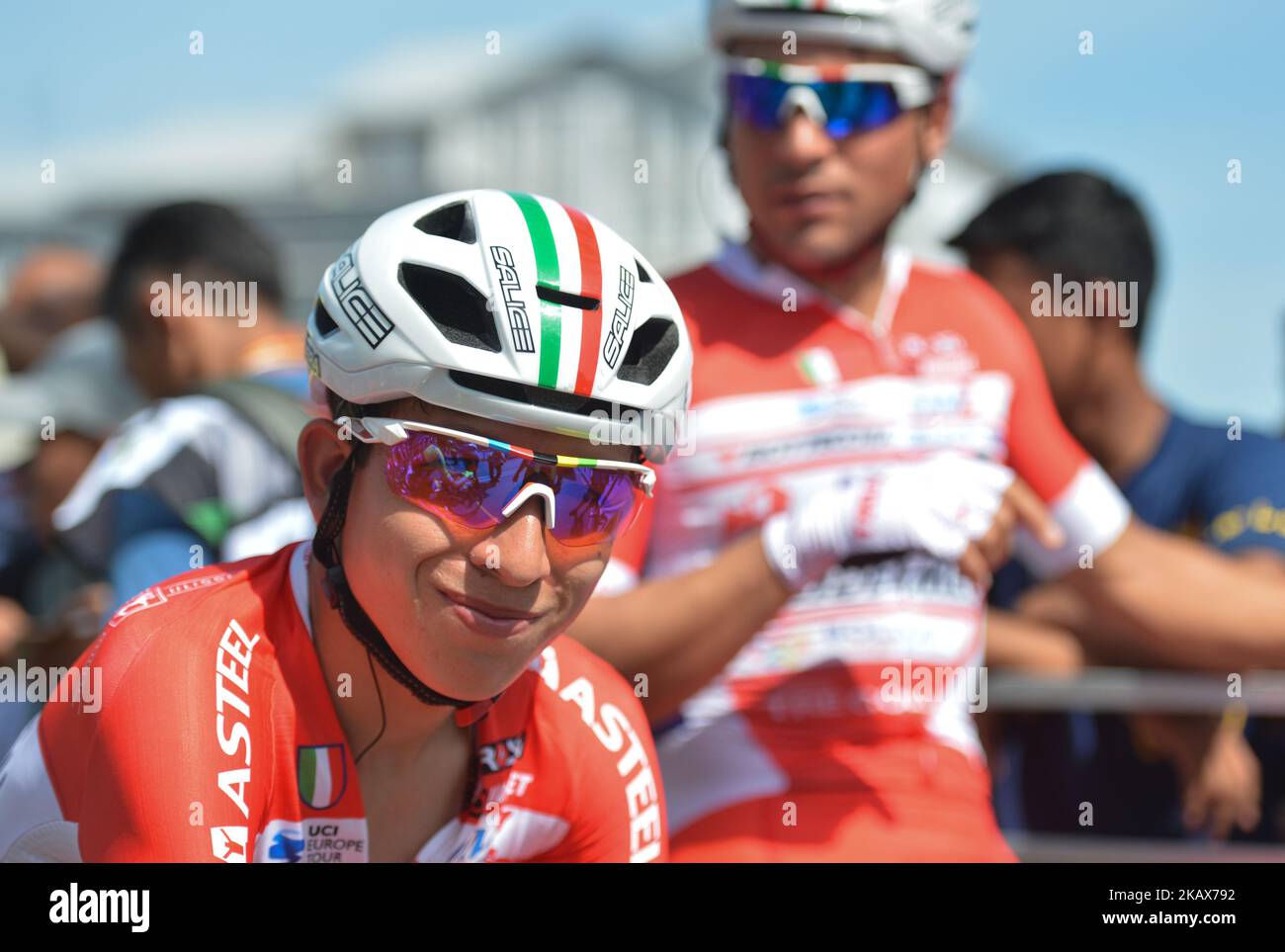 Kevin Rivera Serrano von Androni Giocattoli - Sidermec Team vor der Eröffnungsphase, einem 147,9km von Kangar nach Kulim, von der 2018 Le Tour de Langkawi. Am Sonntag, 18. März 2018, in Kangar, Kedah, Malaysia. (Foto von Artur Widak/NurPhoto) Stockfoto