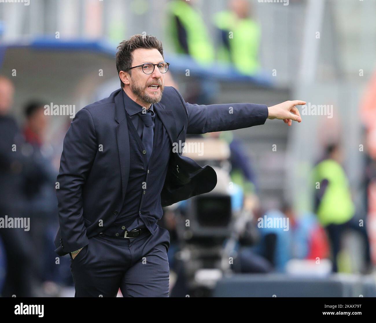 Cheftrainer von Roma Eusebio Di Francesco während der Serie Ein Spiel zwischen FC Crotone und AS Roma im Stadio Comunale Ezio Scida am 18. März 2018 in Crotone, Italien. (Foto von Gabriele Maricchiolo/NurPhoto) Stockfoto