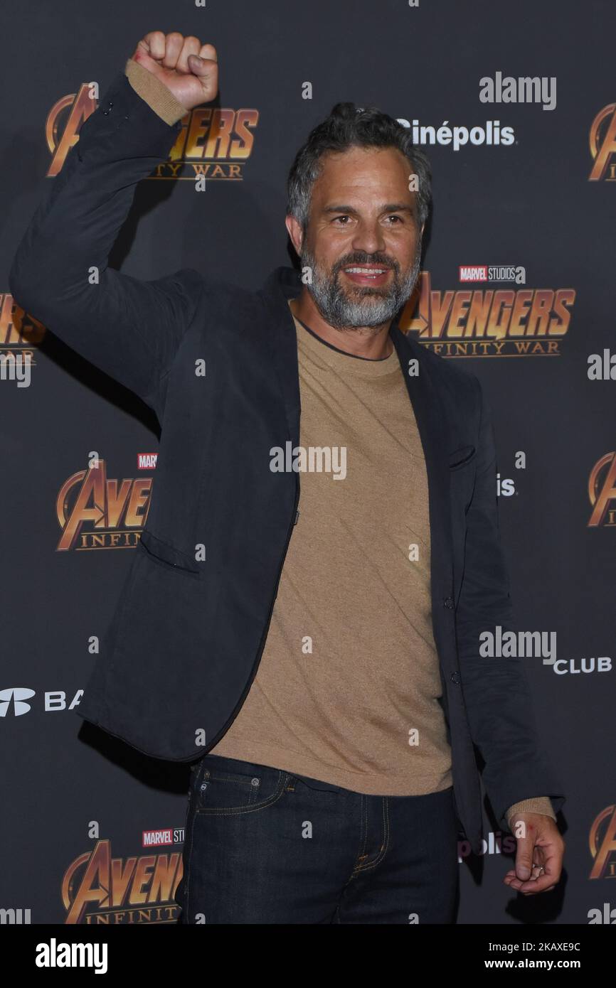 Der Schauspieler Mark Ruffalo mit der Hauptrolle als Hulk am 05. April 2018 im Cinepolis Parque Toreo in Mexiko-Stadt, Mexiko, auf dem schwarzen Teppich von Avengers: Infinitywar zu sehen ist (Foto: Carlos Tischler/NurPhoto) Stockfoto