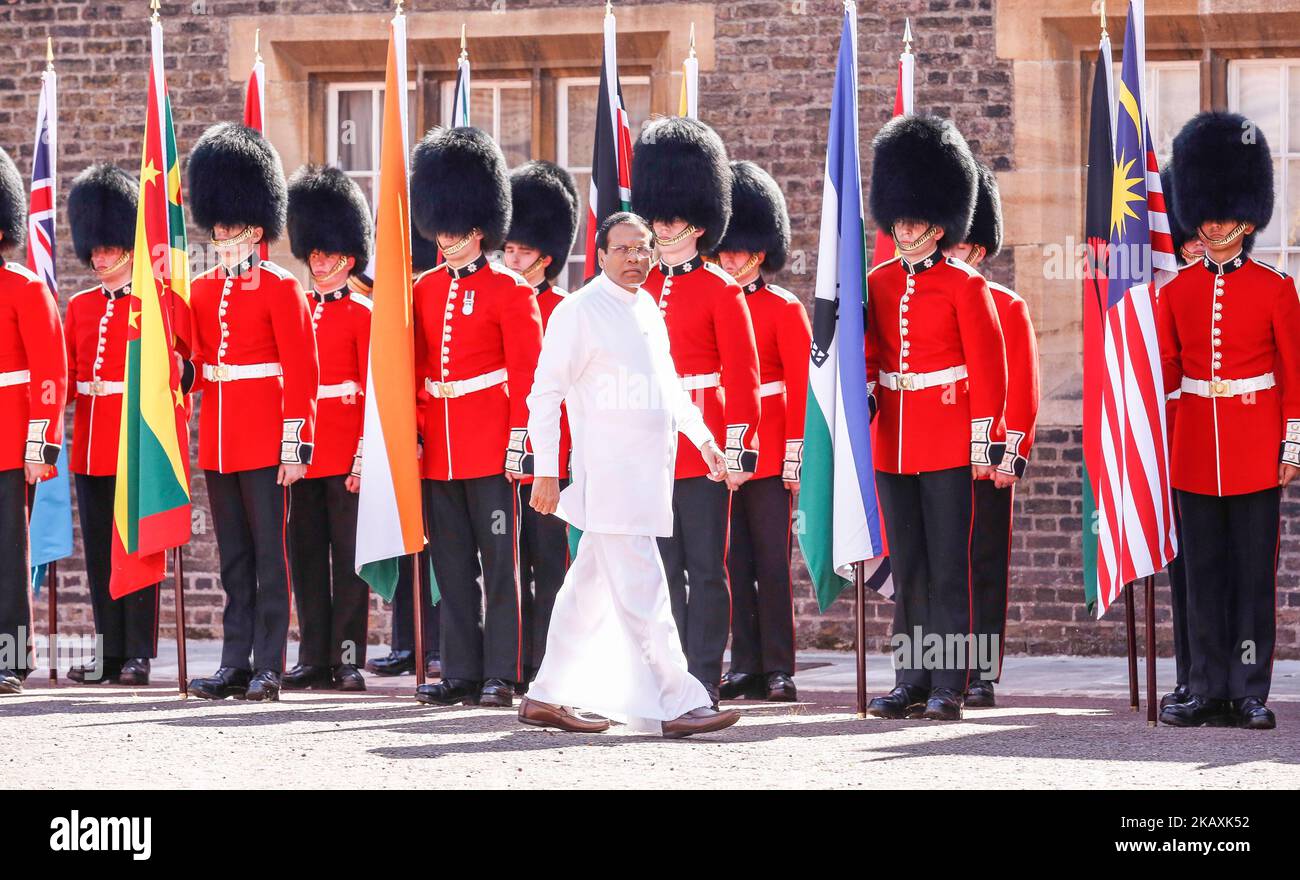 AM 19. April 2018 TRIFFT SICH MAITHRIPALA Sirisena aus Sri Lanka zur Exekutivsitzung der Regierungschefs des Commonwealth in London, England. (Foto von Dominika Zarzycka/NurPhoto) Stockfoto