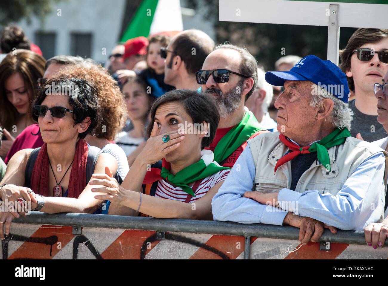 Demonstration zur Erinnerung an den Befreiungstag in der Innenstadt von Rom, der Tag erinnert an die Befreiung Italiens von der Nazi-Besatzung während des Zweiten Weltkriegs am 25. April 2018 in Rom, Italien (Foto: Andrea Ronchini/NurPhoto) Stockfoto