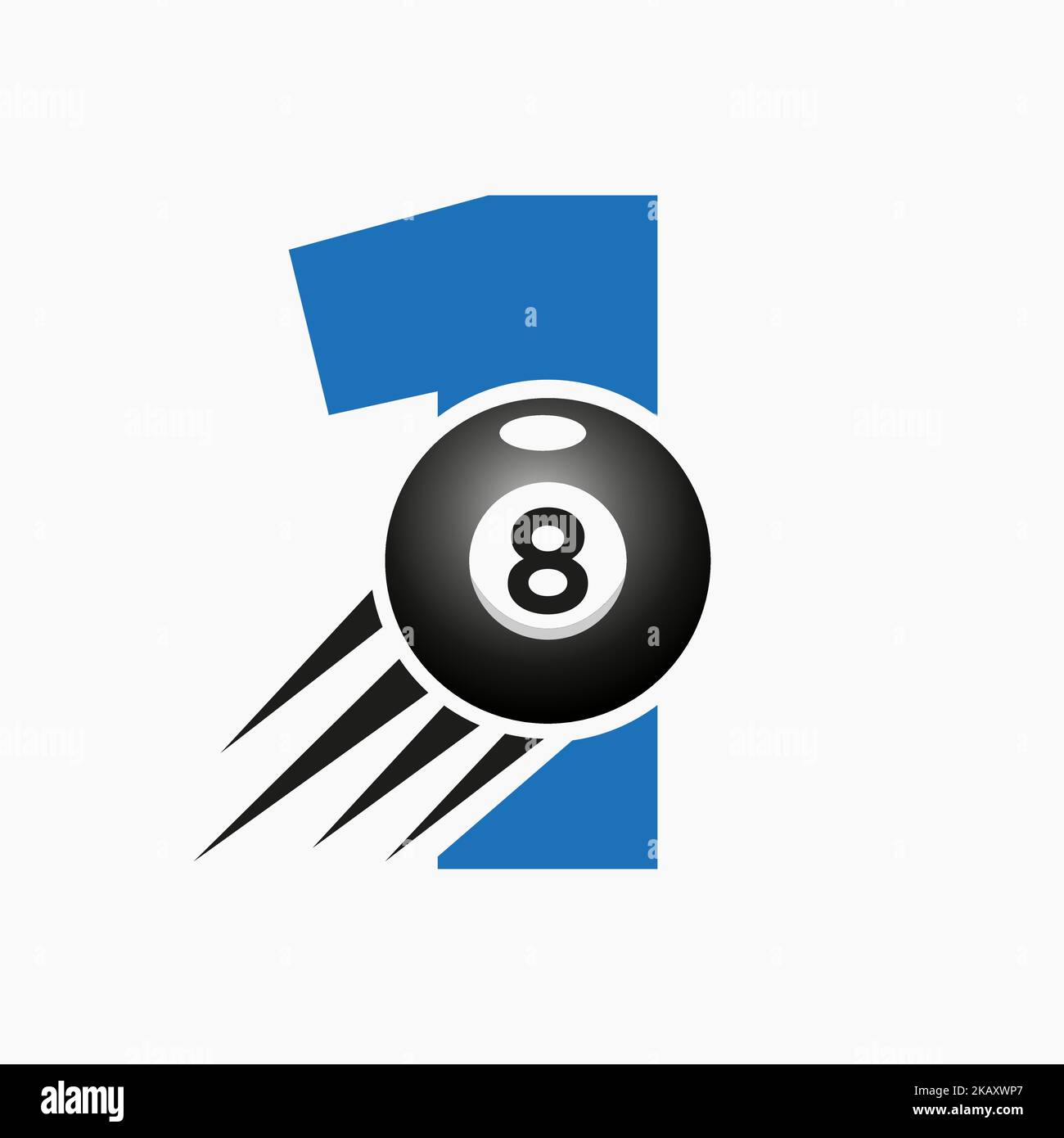 Buchstabe 1 Billard oder Pool Logo Design für Billardzimmer oder 8 Ball Pool Club Symbol Vektor-Vorlage Stock Vektor