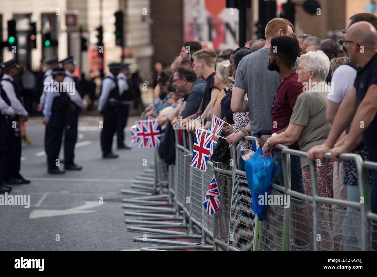 Gedenkgottesdienst zum ersten Jahrestag des Terroranschlags auf die London Bridge in London, Großbritannien, am 3. Juni 2018. Der Tag markiert ein Jahr des Terroranschlags auf die London Bridge, bei dem acht Menschen getötet und Dutzende weitere verletzt wurden. (Foto von Mateusz Wlodarczyk/NurPhoto) Stockfoto