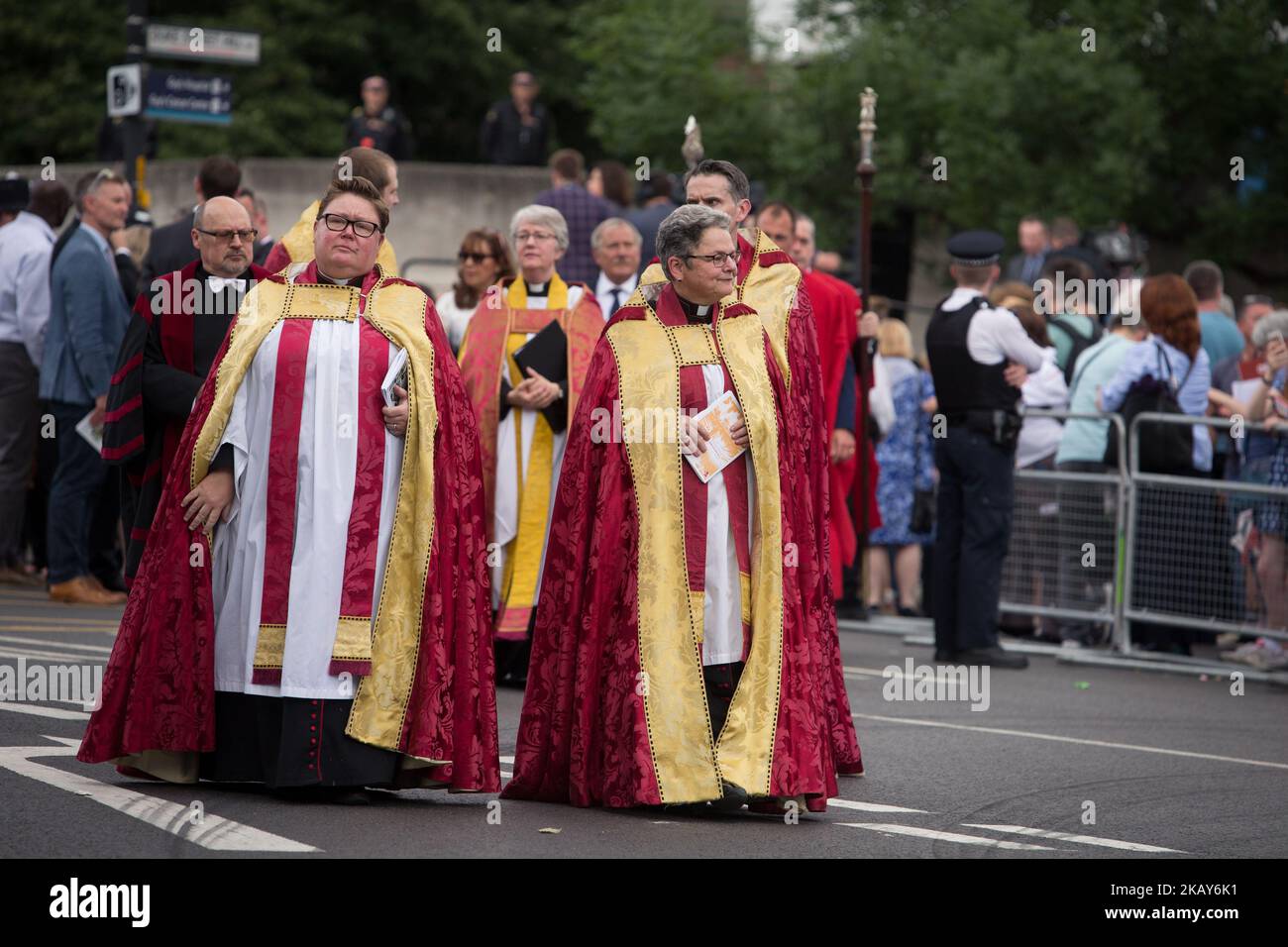 Gedenkgottesdienst zum ersten Jahrestag des Terroranschlags auf die London Bridge in London, Großbritannien, am 3. Juni 2018. Der Tag markiert ein Jahr des Terroranschlags auf die London Bridge, bei dem acht Menschen getötet und Dutzende weitere verletzt wurden. (Foto von Mateusz Wlodarczyk/NurPhoto) Stockfoto