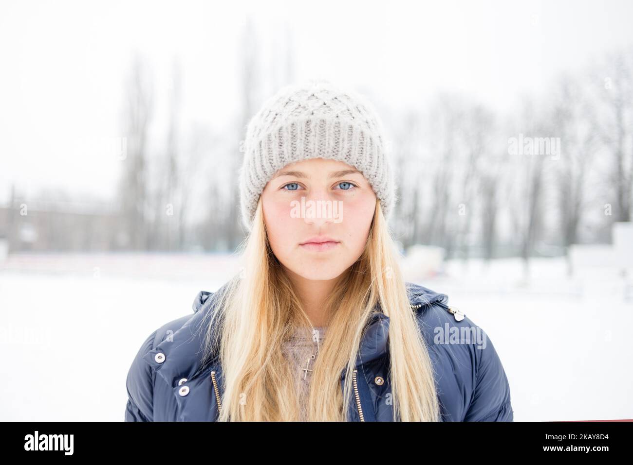 Marta Kostyuk am 2018. Februar in ihrer Ausbildungsstätte in Kiew, Ukraine. Marta Kostyuk (geboren am 28. Juni 2002) ist eine ukrainische Tennisspielerin. 2018 gewann Kostyuk als jüngster Spieler seit Martina Hingis 1996 ein Hauptspiel in Melbourne. Außerdem wurde sie die jüngste Spielerin, die die dritte Runde eines Grand Slams erreichte, seit Mirjana Lucic-Baroni die gleiche Phase bei den US Open 1997 erreichte. (Foto von Oleksandr Rupeta/NurPhoto) Stockfoto