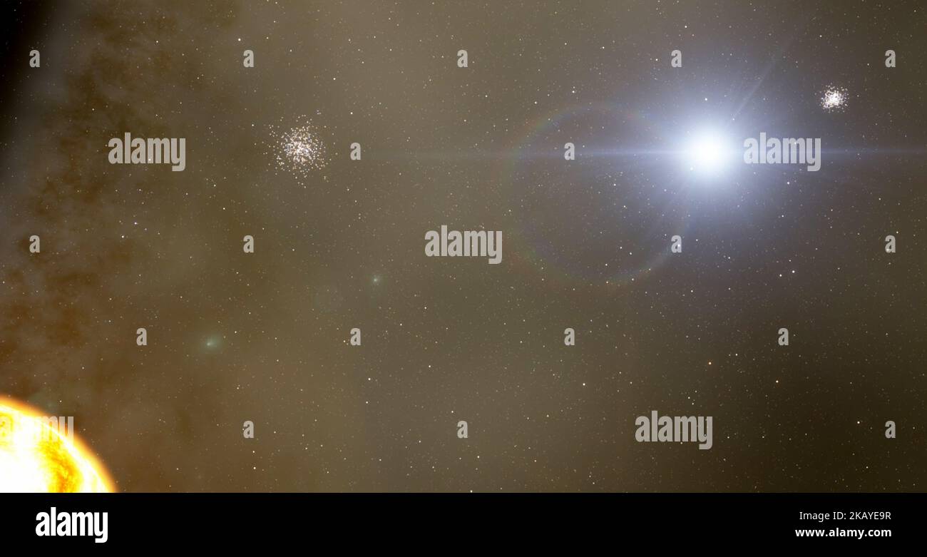 Nebel und Sterne, Deep Space Illustration, 3D Nebel Tapete, der Universum Hintergrund Stockfoto