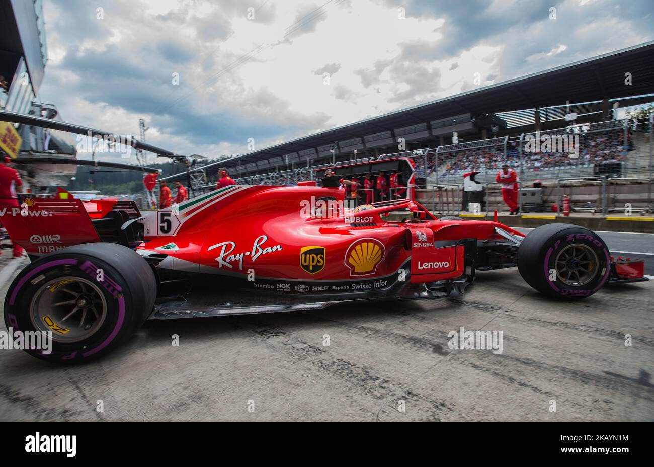 Sebastian Vettel aus Deutschland und Scuderia Ferrari-Fahrer gehen während der Qualifikation beim österreichischen Formel-1-Grand-Prix am 30. Juni 2018 in Red Bull Ring, Spielberg, Österreich. (Foto von Robert Szaniszló/NurPhoto) Stockfoto