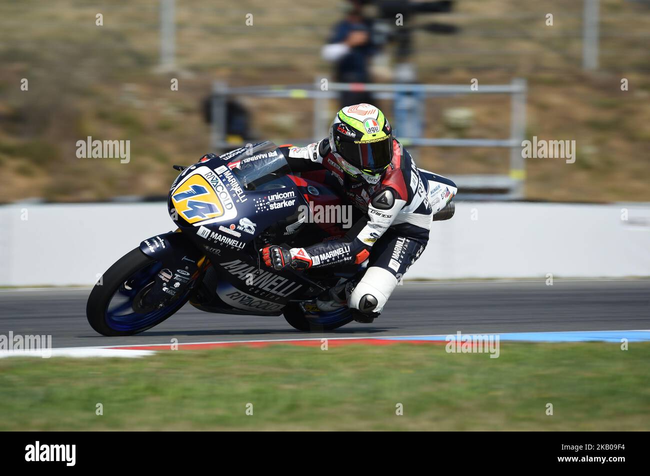 14 der italienische Fahrer Tony Arbolino vom Team Marinelli Snipers beim freien Training für den Großen Preis der Tschechischen Republik auf dem Brünner Kurs am 4. August 2018 in Brünn, Tschechische Republik. (Foto: Andrea Diodato/NurPhoto) Stockfoto