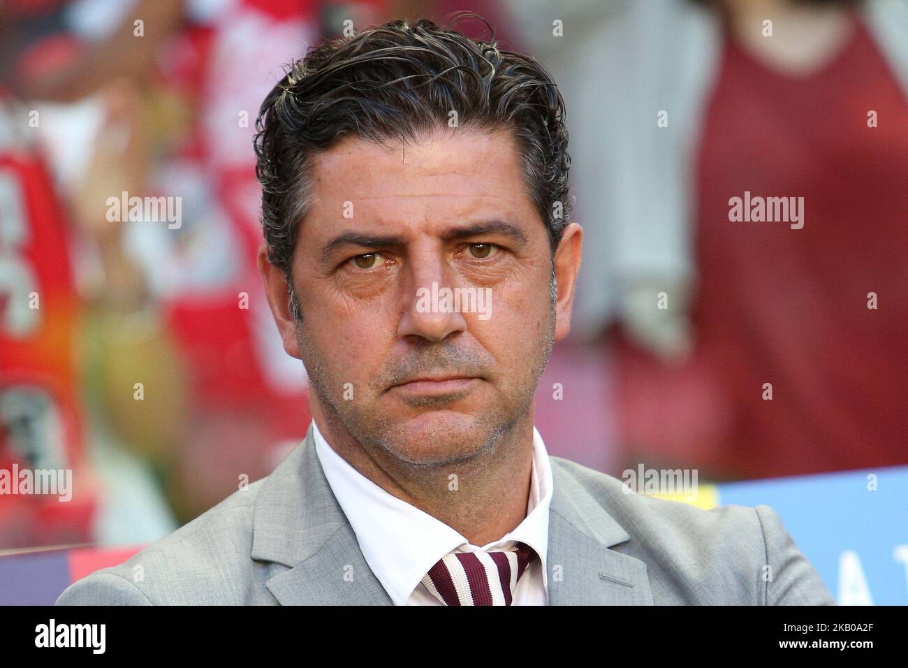 Benficas Cheftrainer Rui Vitoria während des UEFA Champions League 3. Qualifying Round First Leg Matches Benfica gegen Fenerbahce am 7. August 2018 im Luz Stadium in Lissabon, Portugal. ( Foto von Pedro FiÃºza/NurPhoto) Stockfoto