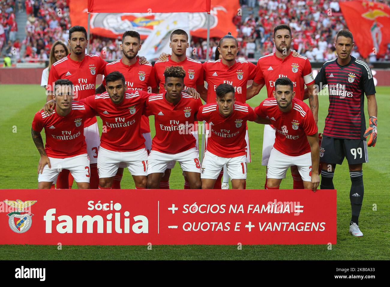 Benficas Line-up-Team vor dem UEFA Champions League 3. Qualifying Round First Leg Match Benfica gegen Fenerbahce am 7. August 2018 im Luz Stadium in Lissabon, Portugal. ( Foto von Pedro FiÃºza/NurPhoto) Stockfoto