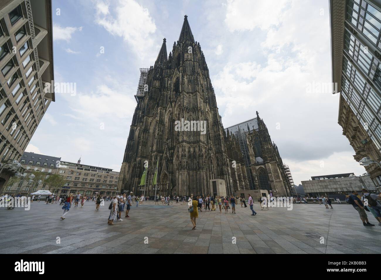 Der Kölner Dom ist ein gotisch-katholischer Tempel, der 1248 gebaut wurde und erst 1880 fertiggestellt wurde. Mit seinen 157 Metern ist es das meistbesuchte Denkmal in Deutschland. Köln Deutschland. 13. August 2018 (Foto von Oscar Gonzalez/NurPhoto) Stockfoto