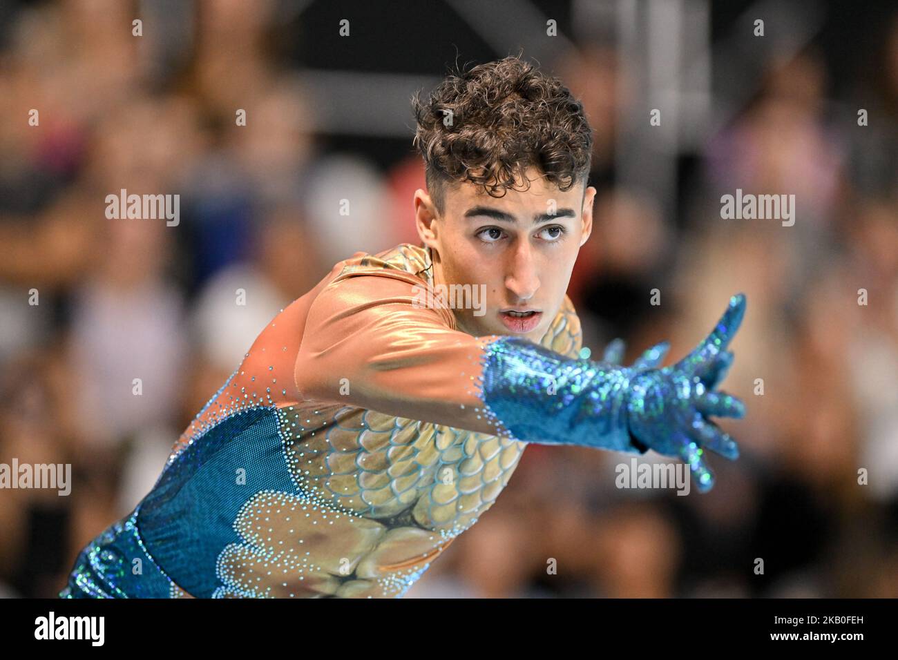 KEVIN BOVARA, Italien, tritt am 1. November 2022 im Youth Olympic Park - Amrica Pabelln in Buenos Aires, Argentinien, im Junior Men - Short Program bei den Artistic World Skate Games 2022 auf. Quelle: Raniero Corbelletti/AFLO/Alamy Live News Stockfoto