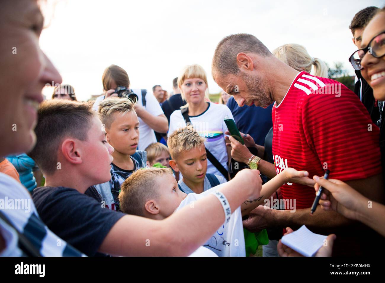 Aleksander Ceferin aus Slowenien der UEFA-Präsident während des Internationalen Charity Football-Spiels in Bilje 2018 in Slowenien. (Foto von Damjan Zibert/NurPhoto) Stockfoto