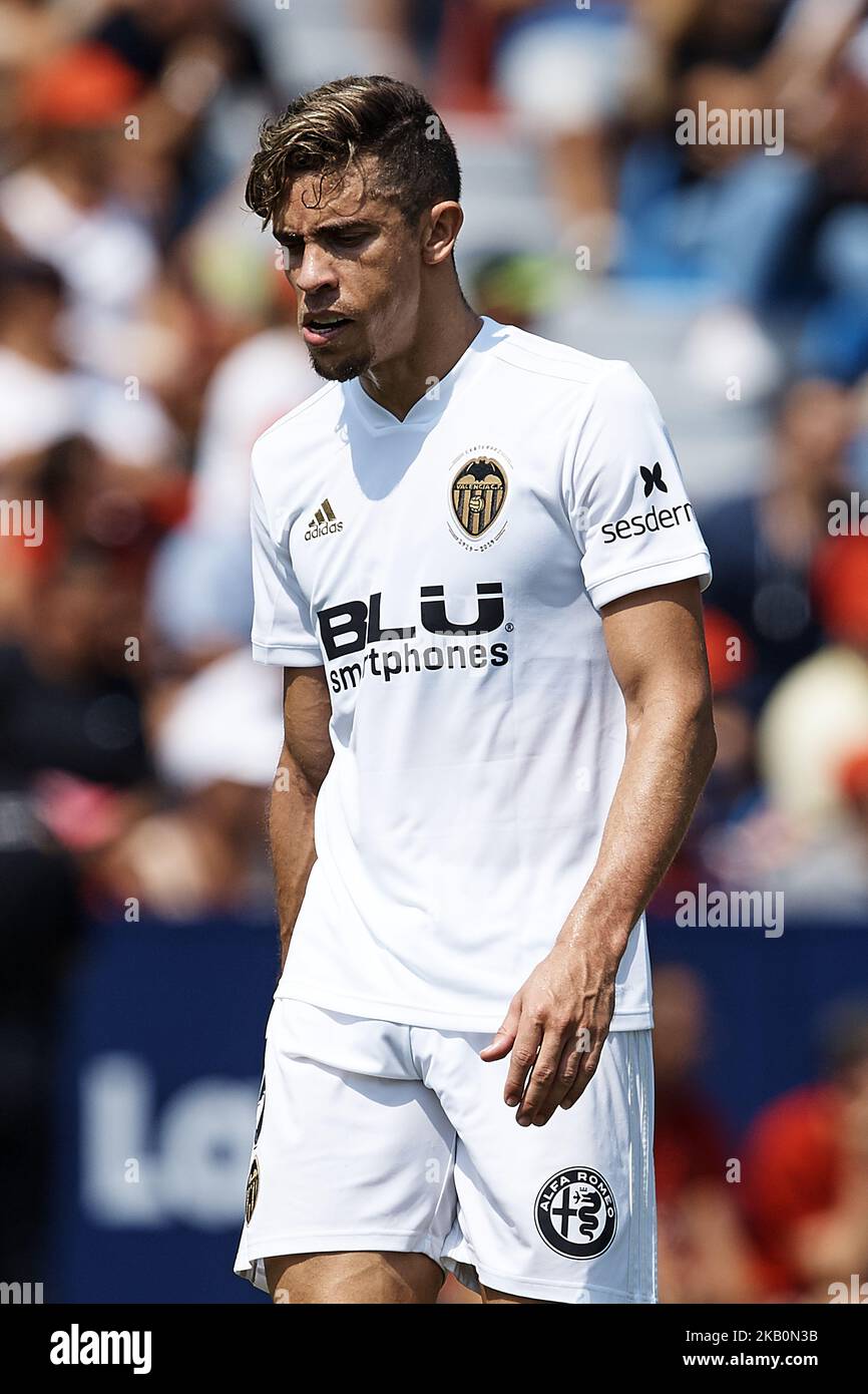 Gabriel Paulista von der CF Valencia reagiert während des La Liga-Spiels zwischen Levante UD und Valencia CF in Ciutat de Valencia am 2. September 2018 in Valencia, Spanien (Foto: David Aliaga/NurPhoto) Stockfoto