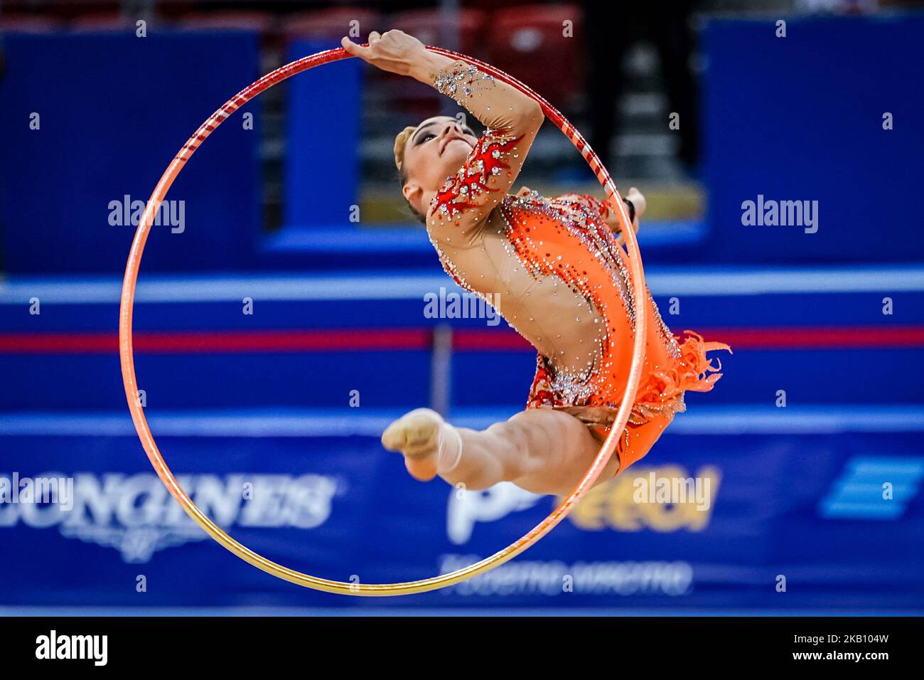 Maria Alice David aus Rumänien während der Rhythmischen Gymnastik-Weltmeisterschaft in der Arena Armeec in Sofia bei den FIG-Weltmeisterschaften der Rhythmischen Gymnastik 36. am 11/9/2018. (Foto von Ulrik Pedersen/NurPhoto) Stockfoto