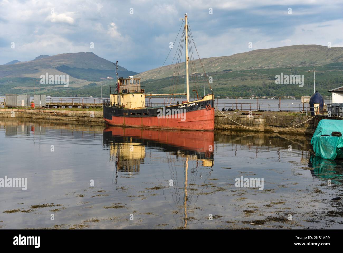 Der Vital Spark , der Dampfpuffer, liegt am Loch Fyne in Inverary Argyll, Schottland Stockfoto