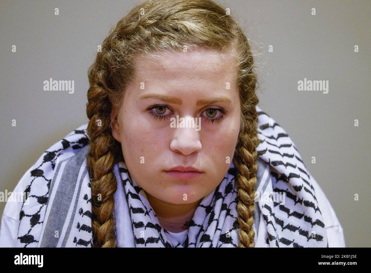 Ahed Tamimi, Palistinian-Aktivist bei ihrem Treffen in der Casa de la Villa in Madrid, Spanien, am 28. September 2018. (Foto von Oscar Gonzalez/NurPhoto) Stockfoto