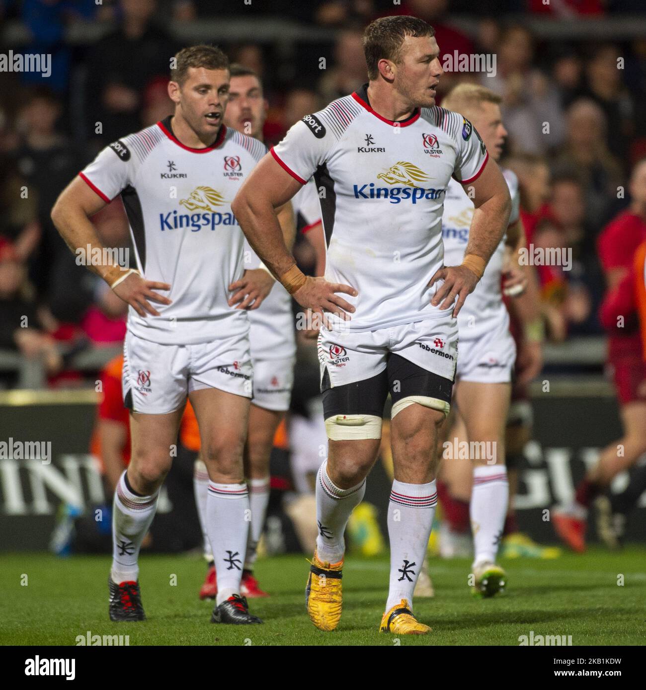 Ulster-Spieler enttäuscht während des Guinness PRO14-Spiels zwischen Munster Rugby und Ulster Rugby im Thomond Park in Limerick, Irland, am 29. September 2018 (Foto von Andrew Surma/NurPhoto) Stockfoto