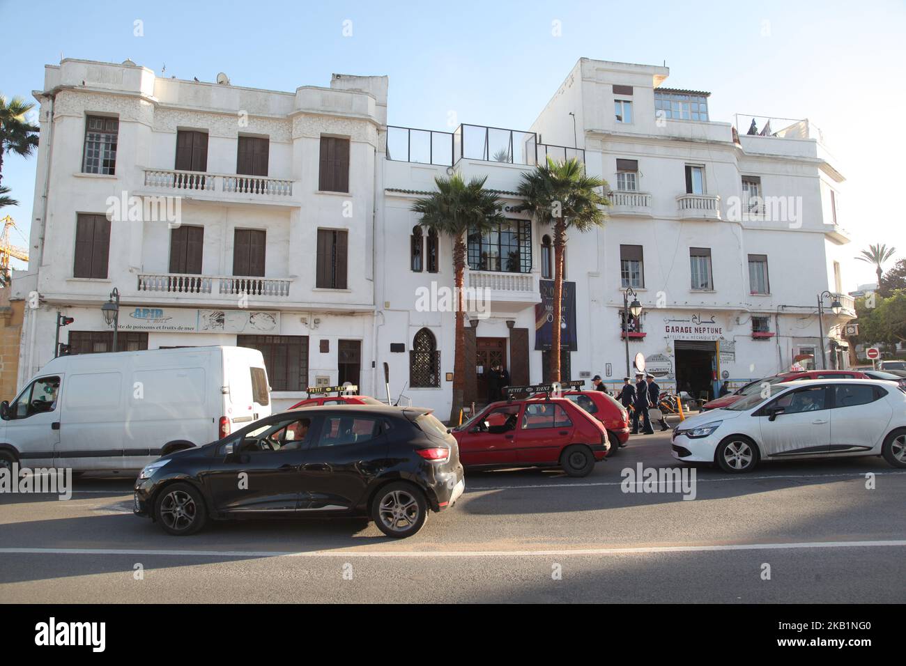Das Gebäude, in dem sich das berühmte Rick's Cafe aus dem Hollywood-Film Casca in Casca, Marokko, Afrika, befindet. (Foto von Creative Touch Imaging Ltd./NurPhoto) Stockfoto