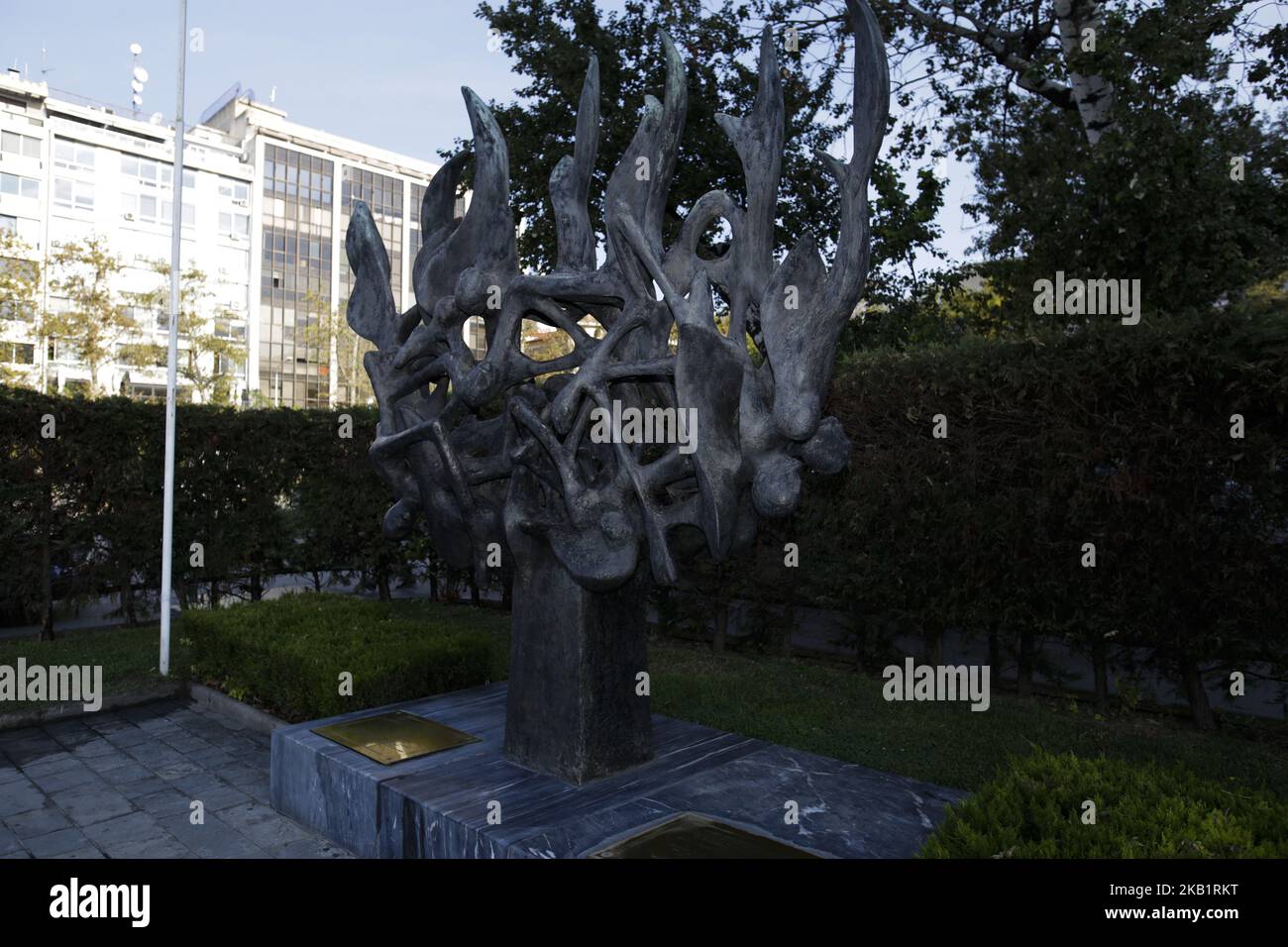 Die Kölner Bürgermeisterin Henriette Reker legt am 3 2018. Oktober einen Kranz am Holocaust-Mahnmal auf dem Liberty Square in Thessaloniki, Griechenland, ab. (Foto von Achilleas Chiras/NurPhoto) Stockfoto