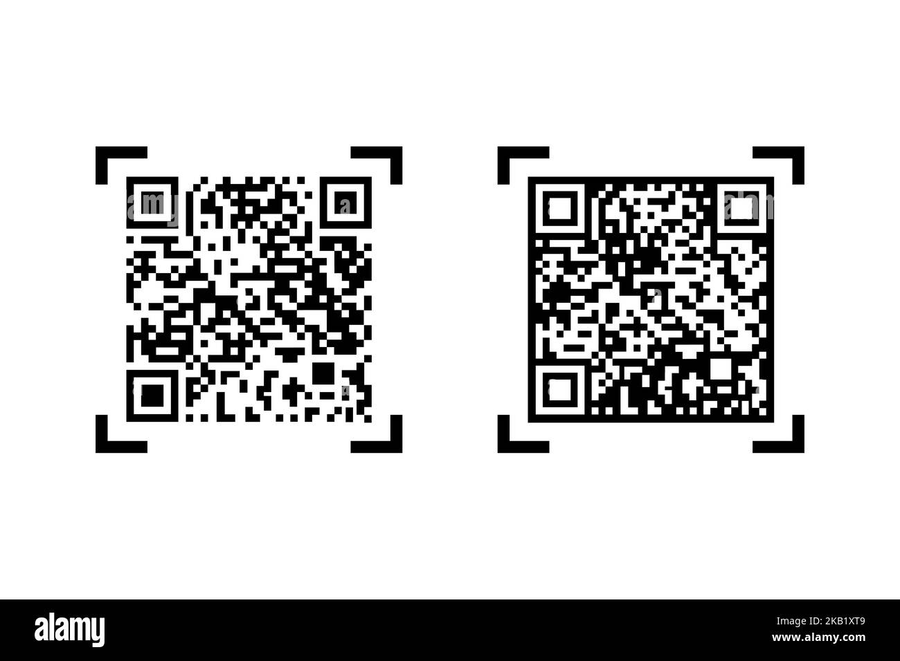 QR-Code-Beispiel für Smartphone-Scans. QR-Code-Vektorsymbol. Isolierte Vektordarstellung. Stock Vektor