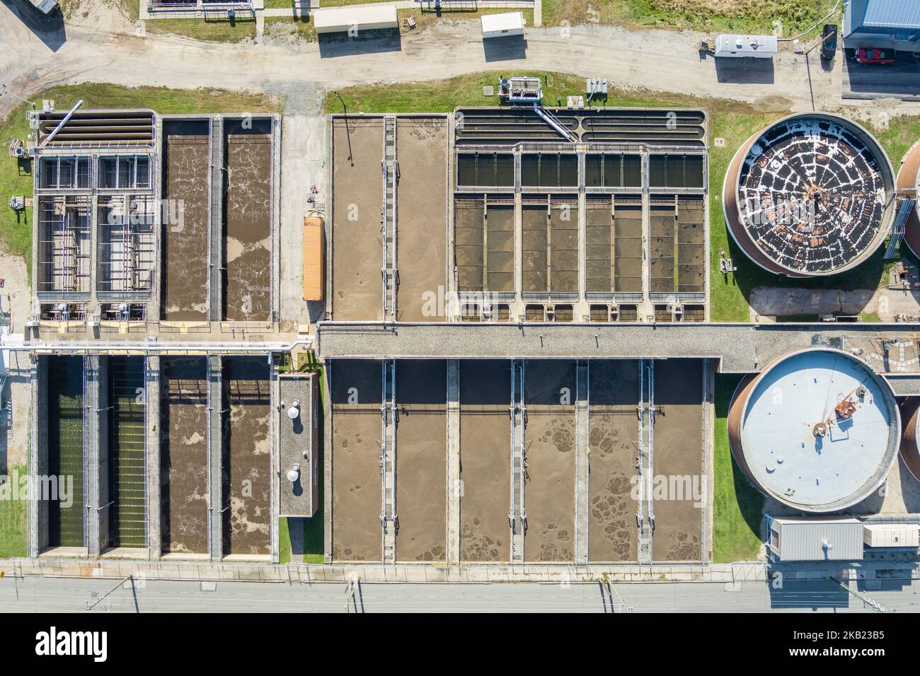 Luftaufnahme der Kläranlage, Norristown, Pennsylvania, USA Stockfoto