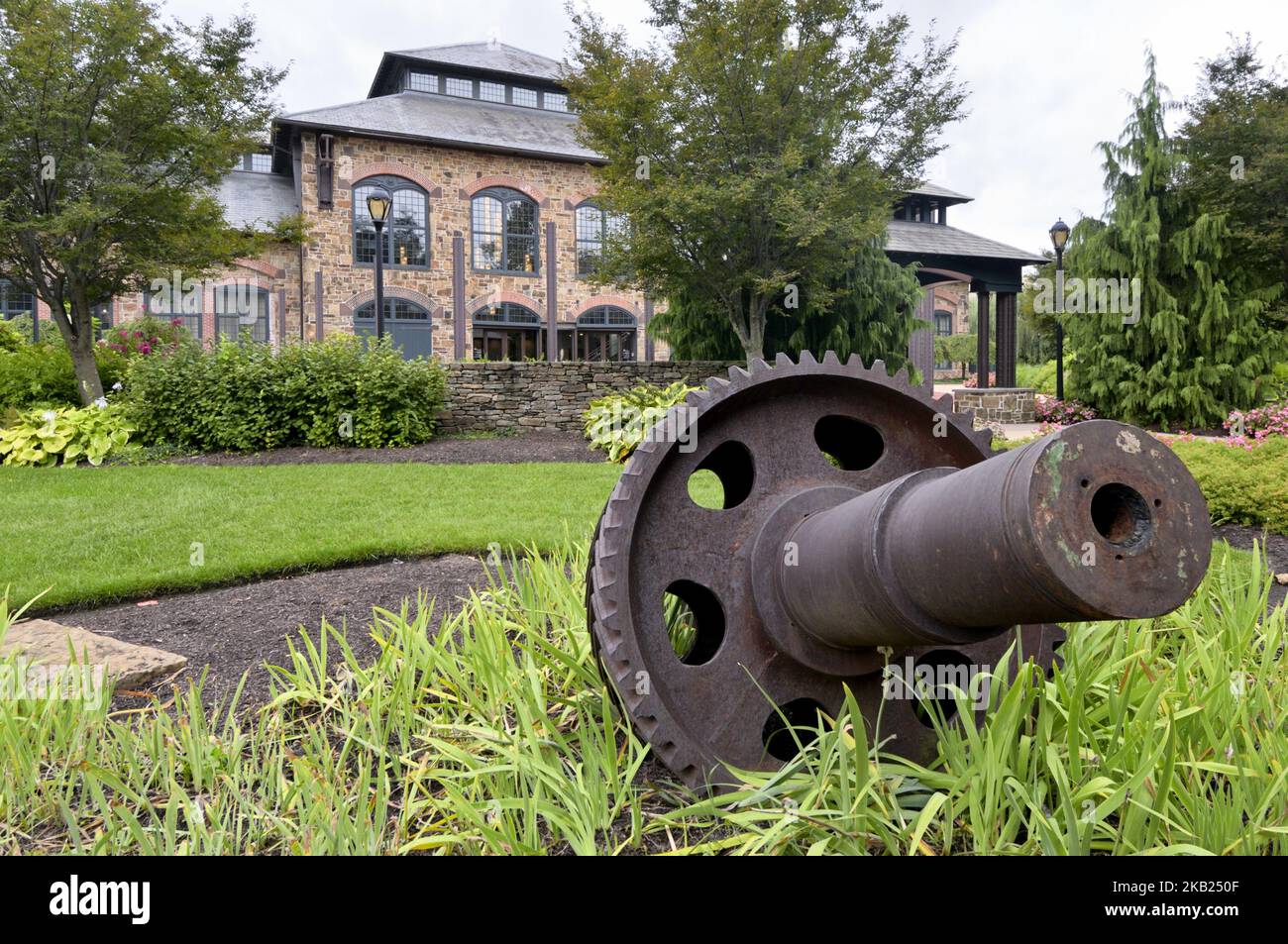 The Foundry, in Phoenixville, PA, am 21. August 2018. Um den jüngsten Wirtschaftsaufstand zu fördern und zu sichern, kündigte eine Gemeindegruppe Pläne für eine Eisenbahnerweiterung an, um den Bezirk im Chester County mit der Stadt Philadelphia, 28 Meilen südöstlich, zu verbinden. (Foto von Bastiaan Slabbers/NurPhoto) Stockfoto