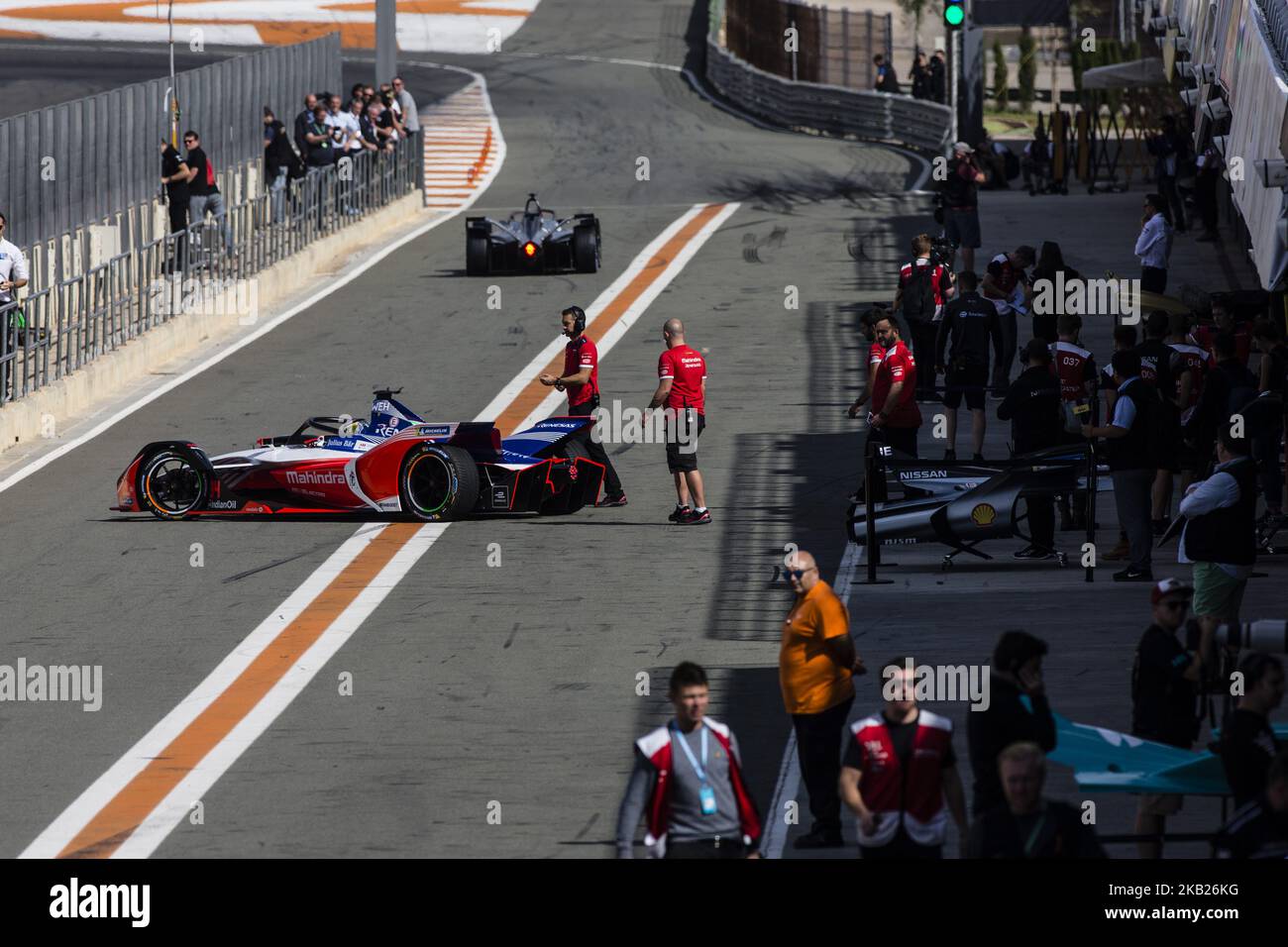 Boxengasse-Action während des offiziellen Formel-E-Vorsaison-Tests auf dem Circuit Ricardo Tormo in Valencia am 16., 17., 18. Und 19. Oktober 2018. (Foto von Xavier Bonilla/NurPhoto) Stockfoto