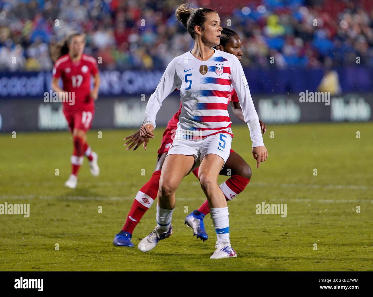 Frisco - 17. OKTOBER: 2018 Kelley O'Hara aus den USA beim CONCACAF Women's Championship Final Match zwischen den USA und Kanada im Toyota Stadium, Frisco am 17. Oktober 2018 (Foto by Action Foto Sport/NurPhoto) Stockfoto