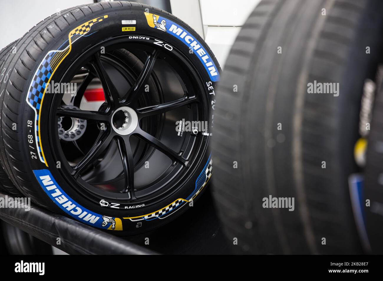 Michelin-Reifen während des offiziellen Formel-E-Vorsaison-Tests auf dem Circuit Ricardo Tormo in Valencia am 16., 17., 18. Und 19. Oktober 2018. (Foto von Xavier Bonilla/NurPhoto) Stockfoto