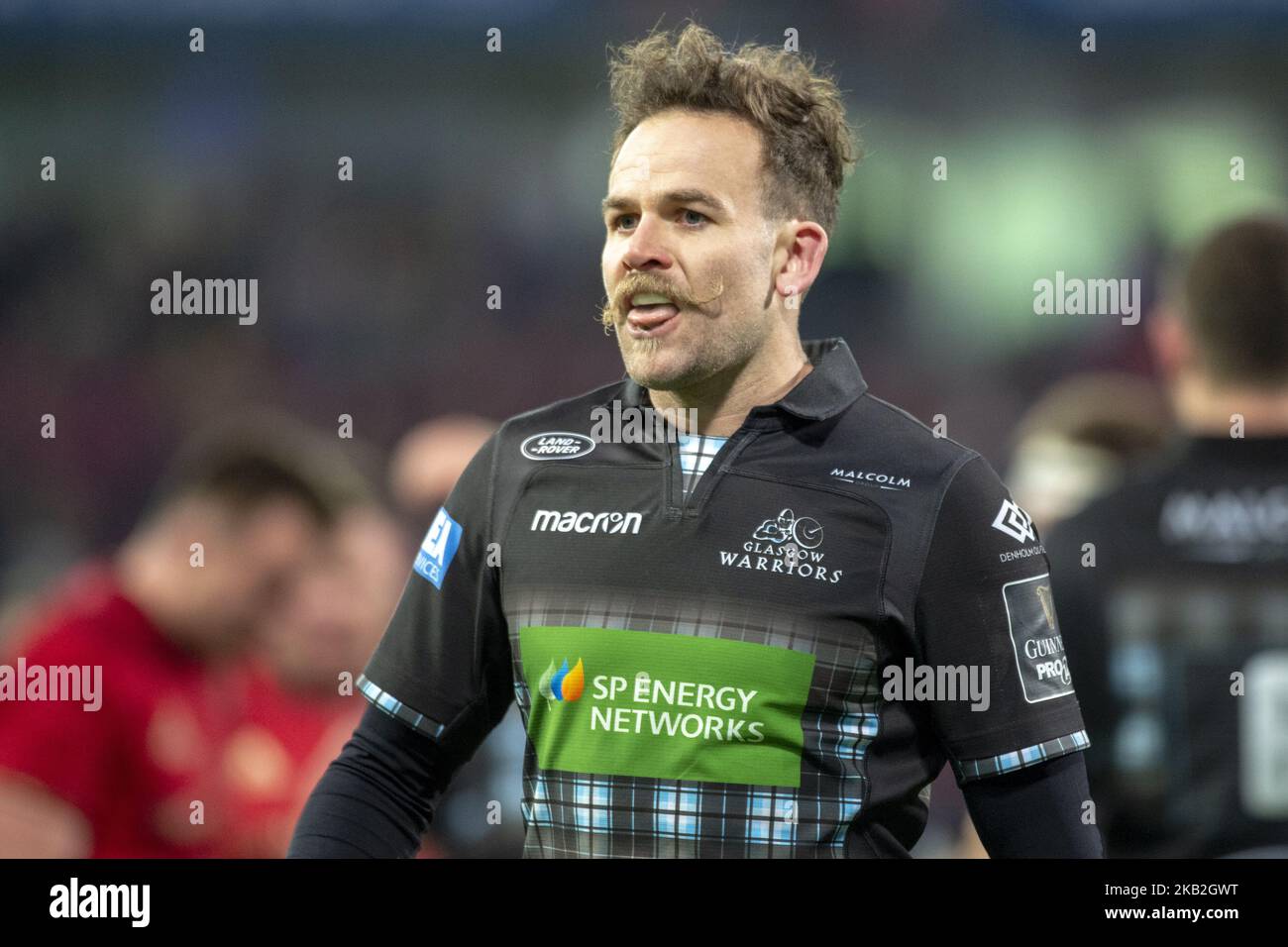 Ruaridh Jackson aus Glasgow beim Guinness PRO14-Spiel zwischen Munster Rugby und Glasgow Warriors im Thomond Park Stadium in Limerick, Irland, am 27. Oktober 2018 (Foto: Andrew Surma/NurPhoto) Stockfoto