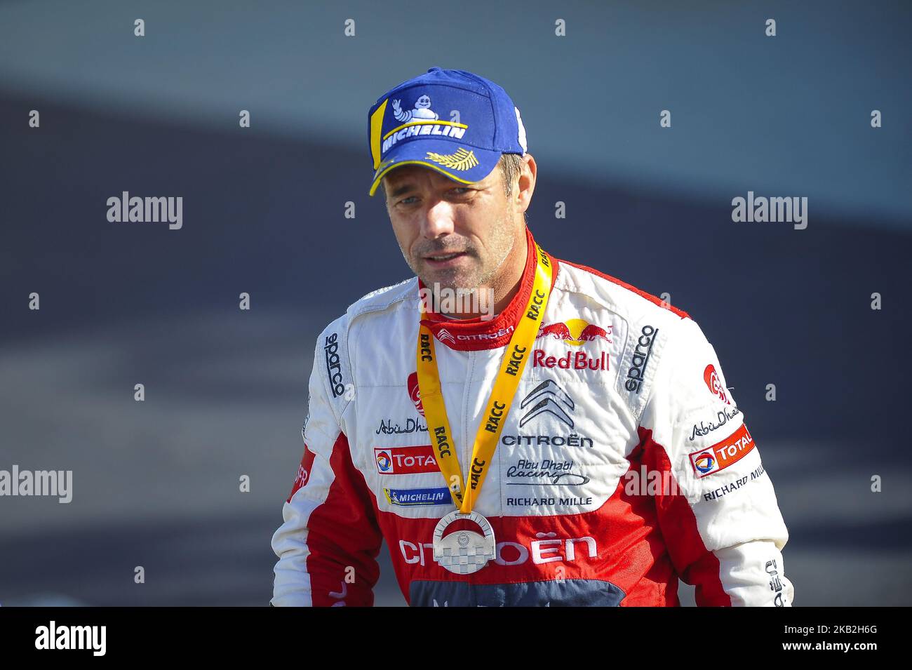 Der französische Fahrer, Sebastien Loeb von Citren Total Abu Dhabi WRT, bei der Siegerehrung am letzten Tag der WRC Rallye Racc Catalunya, am 28. Oktober 2018 in Salou, Spanien. (Foto von Joan Cros/NurPhoto) Stockfoto