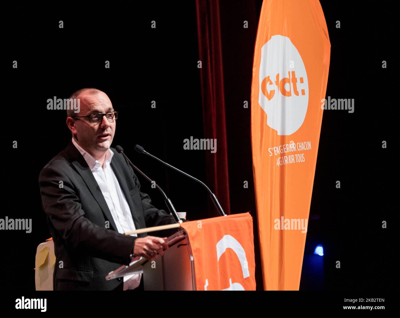 Laurent Berger, Generalsekretär der CFDT Union, bei einem Treffen am 6. November 2018 in Nantes, Frankreich. (Foto von Estelle Ruiz/NurPhoto) Stockfoto