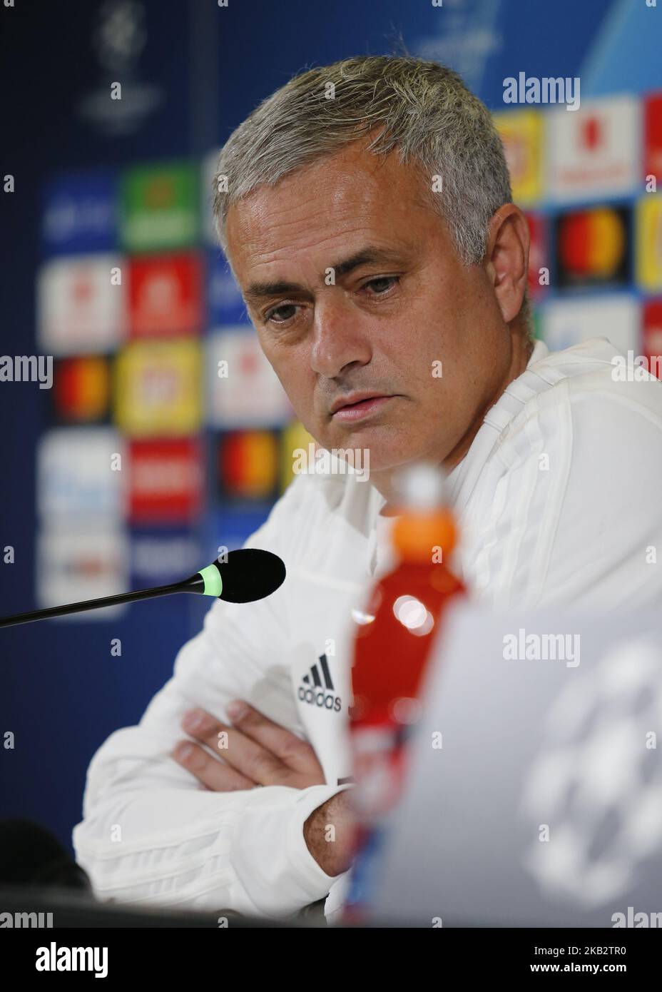 Jos Mourinhos während der Champions-League-Pressekonferenz vor dem Spiel zwischen Juventus und Manchester United am 6. November 2018 in Turin. (Foto von Loris Roselli/NurPhoto) Stockfoto