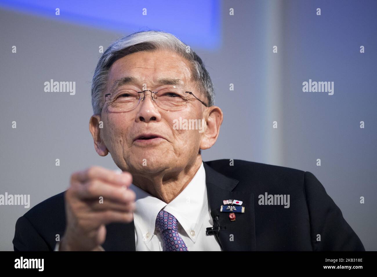 Norman Yoshio Mineta ist ein amerikanischer Politiker. Ein Mitglied der Demokratischen Partei hält eine Rede während der Präsentation des Mineta Legacy Project, der Japan Foundation for the United States und des US-Japan Council, des Dokumentarfilms an American Story: Norman Mineta und sein Vermächtnis, berichtet über das Leben und die Karriere von Sekretär Norman Mineta (stellvertretender Vorsitzender des USJC-Ratsgremiums), in Tokio, Japan, am 09. November 2018. (Foto von Alessandro Di Ciommo/NurPhoto) Stockfoto