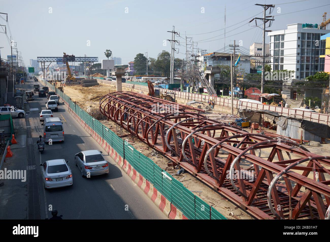Straßenbauarbeiten in Pattaya City Thailand Stockfoto