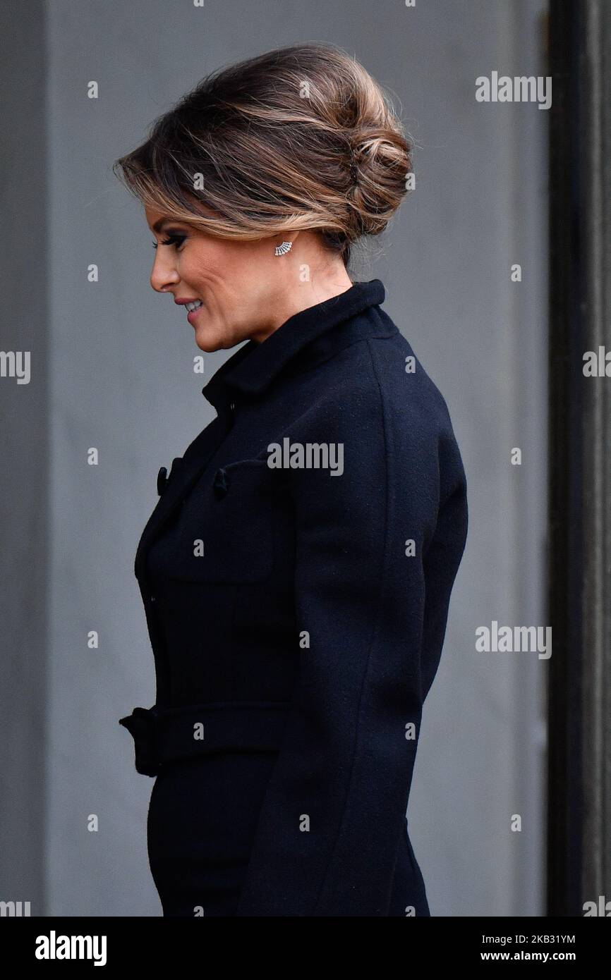First Lady Melania Trump am 10. November 2018 im Élysée-Palast in Paris, Frankreich, am Rande der gedenkfeiern zum 100.. Jahrestag des Waffenstillstands vom 11. November 1918 zur Beendigung des Ersten Weltkriegs (Foto: Julien Mattia/NurPhoto) Stockfoto